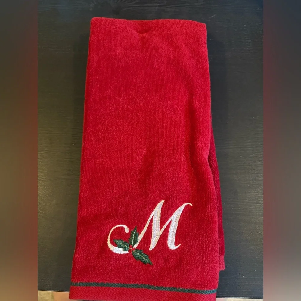 NWT, Red Monogrammed Towel Set of 2